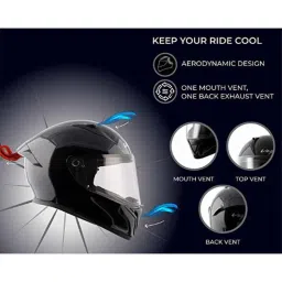 Vega Bolt ABS Black Full Face Helmet, VHBBDC, Size: M image 3