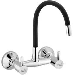 Spazio Solo Smartbuy Brass Flexible Black Sink Faucet with Wall Flange &a; 360 deg Moveable Spout-picture-23