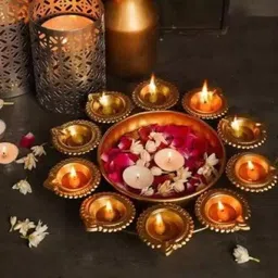 fashion bizz New Aesthetic Traditional Floral Diya Urli For Home Decor-10 Inch Iron Decorative Platter-picture-17