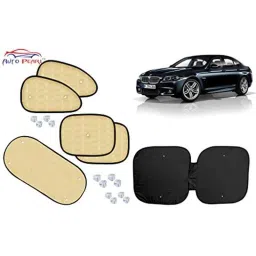 Auto Pearl 6 Pcs PVC &a; Mesh Beige Window, Front &a; Rear Sun Shade Set for BMW 5 Series-picture-46