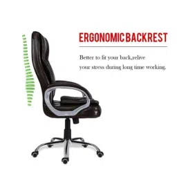 Oakcraft 125x59x59cm Leatherette Brown Revolving Executive Chair, H-OC-18 image 4