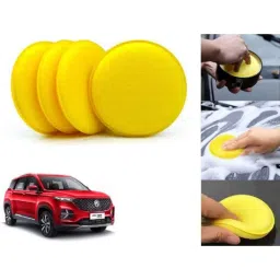 Auto Pearl Polyurethane Beige Washing &a; Waxing Polish Foam Sponge for Hector Plus (Pack of 4)-picture-29