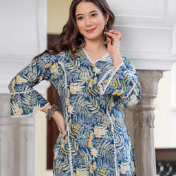 kjfab Women Printed Pure Cotton Straight Kurta image 4