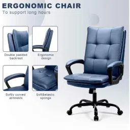 Chairtech 53x69cm 150kg High Back Leatherette Blue Executive Office Chair-picture-11