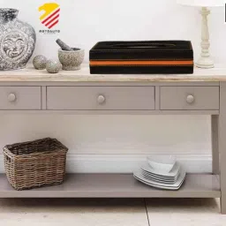 Motoauto 50 Pulls PU Leather Black Rectangular Premium Tissue Box image 4