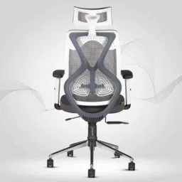 HUMAN METHOD DELIGHT HB High Back Steel White &a; Grey Ergonomic Chair with Adjustable Lumber Support, HMDL01-PR12 image 2