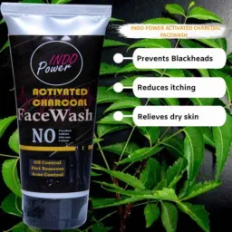 Indopower DD181 100g Activated Charcoal Facewash &a; 500g Root Activator Shampoo Combo Pack image 2