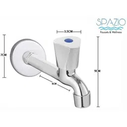 Spazio Smartbuy Stainless Steel Chrome Finish Long Body Bib Cock with Foam Flow Water Wall Flange (Pack of 12) image 2