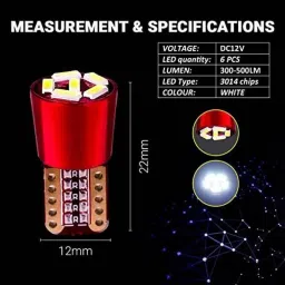 AllExtreme EXLB003 3W T10 6 SMD White Bright Interior Pilot License Plate Dome Indicator LED Parking Light for Automobiles (Pack of 2) image 2