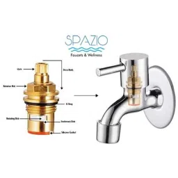 Spazio Stainless Steel Chrome Finish Turbo Collection Bib Cock With Foam Flow Wall Flange (Pack of 15) image 3