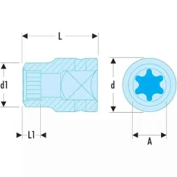 Facom 1/2 inch Square Drive Impact Torx Socket, E20 18.16 mm, NSTX.20 image 2