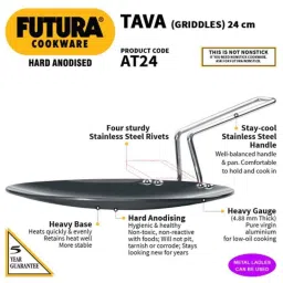 Hawkins Futura 24cm Hard Anodised Tawa, AT 24 image 2