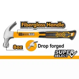 Ingco HCHS8008 220g Carbon Steel Claw Hammer with Drop-forged Hammer Head image 2