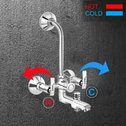 Gold Bell Soft Brass Chrome Finish Silver 3 in 1 Wall Mixer Set with 8x8 inch Overhead Shower &a; Hand Shower, BR0831IN2R77 image 3