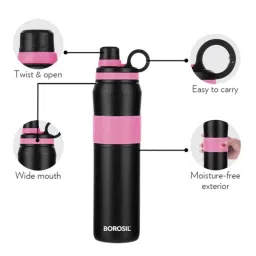 Borosil Thirst Burst 800ml Stainless Steel Fuchsia Hydra Vacuum Insulated Flask Water Bottle, BT0800TF104 image 4