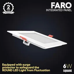 Fybros Faro 6W Polycarbonate Natural White Square LED Panel Light, FLS5079J (Pack of 10) image 4