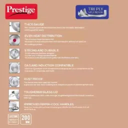 Prestige Tri Ply 20cm Stainless Steel Non-Stick Kadhai with Lid 1.7 Litre Capacity &a; Induction Bottom, 37422 image 4