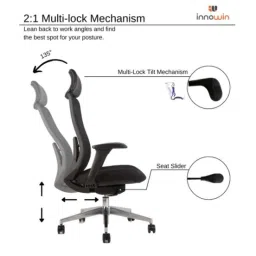 Innowin Roger Black Mesh High Back Ergonomic Chair image 4