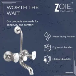 Zoie Stonex Brass Silver Chrome Finish 2 in 1 Wall Mixer, Z27020 image 3