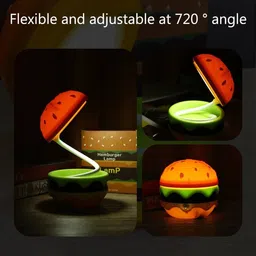fillincart Desk Lamp for Kids,Hamburger Small Desk Lamps Rechargeable with Dimmable Touch Table Lamp image 4