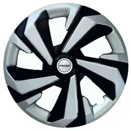 Prigan 4 Pcs 14 inch Polypropylene Black &a; Silver Universal Wheel Cover Set, Glider DC 14 image 2