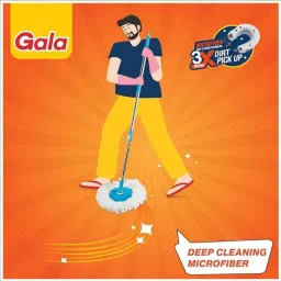 Gala e-Quick 9.5 Litre White &a; Blue Floor Cleaning  Spin Mop, Wheels &a; 2 Microfiber Refills image 2