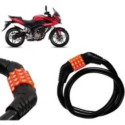 Auto Pearl Black &a; Orange 4 Digit Anti-Theft Combination Number Lock for Pulsar AS 150-picture-30