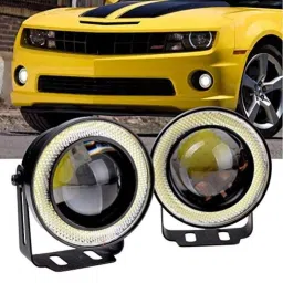 Kozdiko 2 Pcs 15W 3.5 inch High Power White LED Projector COB Fog Light Set with White Angel Eye Ring for Tata Tiago, koz_72657 image 4