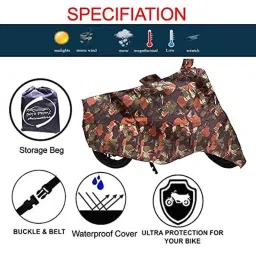 Kozdiko Polyester Jungle Print Waterproof Bike Body Cover with Mirror Pockets &a; Buckle Belt for Bajaj Pulsar 150 NS image 2