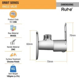 Ruhe Orbit Brass Chrome Finish Angle Valve, 11-1206 image 2