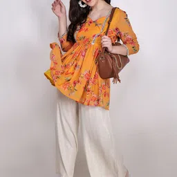 Frolic Rolic Floral Printed Georgette A-Line Kurta image 4