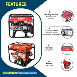 Himalayan Power GE-2400PS 2.1 kVA Portable Run Recoil &a; Self Start Petrol Portable Generator with Battery image 2