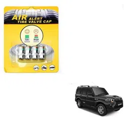 Kozdiko 4 Pcs Iron Air Pressure Alert Car Tyre Valve Caps Set for Mahindra Scorpio, Air Alert-G122-picture-35