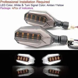 Ramanta 2 Pcs ABS Plastic White &a; Amber Front &a; Rear LED Indicator Light Set for Bajaj Universal Bike image 3