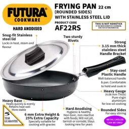 Hawkins Futura 22cm Rounded Side Hard Anodised Fry Pan with Lid, AF 22RS image 3
