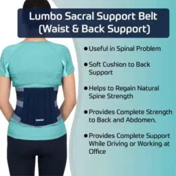 Pristyn Care Cotton Lumber Sacral Spinal Brace Lower Back Support Belt for Back Pain Relief, Size: L image 2