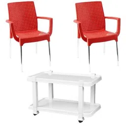Italica 2 Pcs Polypropylene Red Plasteel Arm Chair &a; White Table with Wheels Set, 1215-2/9509-picture-37