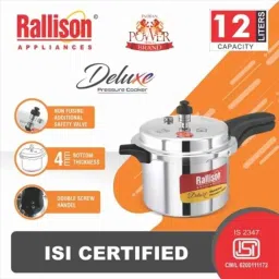 Rallison Deluxe 12 Litre Aluminium Pressure Cooker, RS048 (Pack of 2) image 5