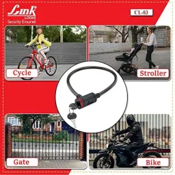 Link 56cm Iron &a; Steel Multipurpose Cable Lock with 2 Keys for Cycles, Bikes, Helmets &a; Scooters, CL-03 image 4