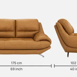 durian Clarkson Leatherette 2 Seater Sofa in Camel Brown Colour image 2