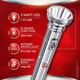 Eveready DL65 3W Silver Jeevan Sathi LED Torch image 2