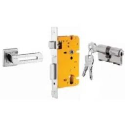 Dorset ML Series Lia 60mm Stainless Steel Silver Chrome Finish Door Handle Lock Set with Both Side Key Cylinder image 1