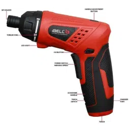 iBELL 3.6 VDC 1500mAh Cordless Rechargeable Red Electric Screwdriver with 6 Months Warranty, IBL MS06-16 image 4