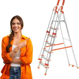 prohome 7 Steps Ladder with Railing and Anti Slip Shoes Aluminium Ladder-picture-15