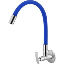 IRIS Passion Brass Chrome Finish Blue Flexible Sink Cock with Wall Flange-picture-46
