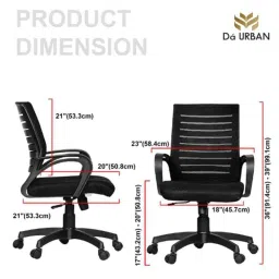 Da URBAN Boom 02 Black Mid-Back Revolving Mesh Ergonomic Chair for Home &a; Office image 4