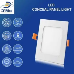 D&s;Mak 4W Natural White Square LED Concealed Panel Light (Pack of 4) image 4