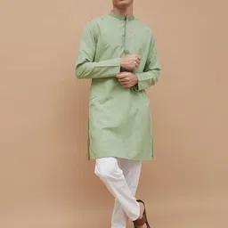 melange by lifestyle Men Embroidered Viscose Rayon Straight Kurta image 4