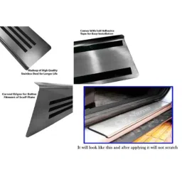SureStrive 4 Pcs Stainless Steel Silver Footstep Sill Plate Set without LED for Maruti Suzuki A-Star All Model image 3