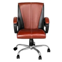 Rishabh Max Leatherette Brown &a; Black Medium Back Executive Chair, SKU-38-picture-40